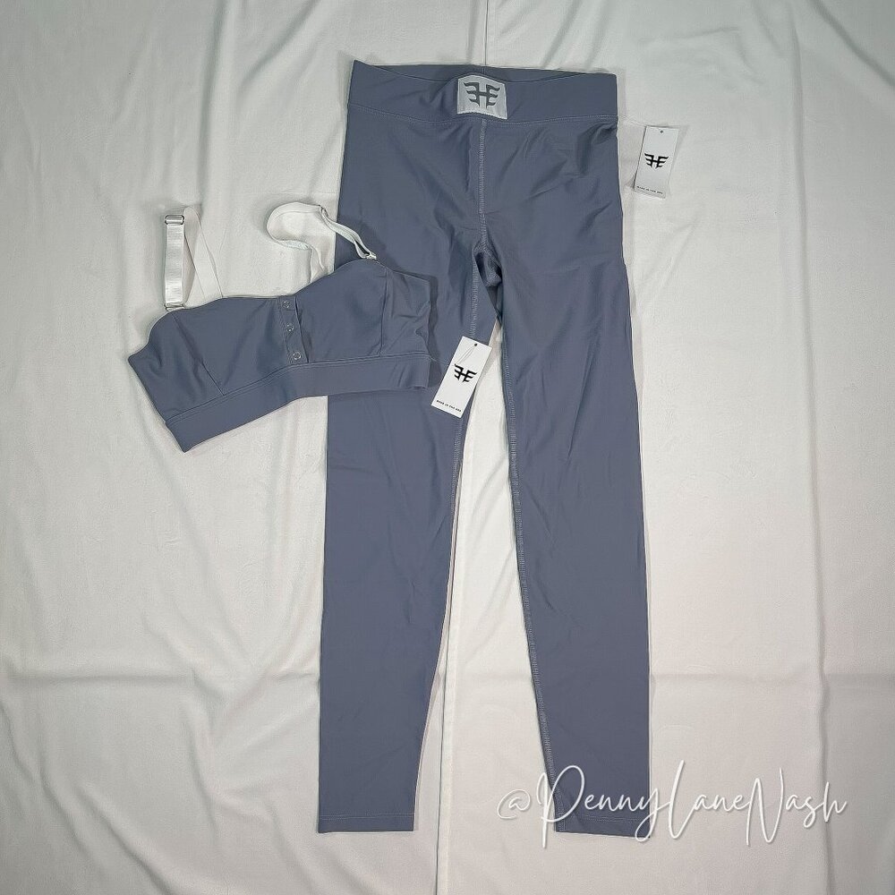 NWT Heroine Sport Boxing Bra & Novel Legging Set Steel Blue - Picture 2 of 12
